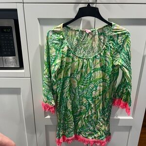 Lilly Pulitzer Green and Pink Patterned swim cover up